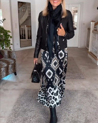 Frederika™ | Langærmet kjole med Geometrisk print