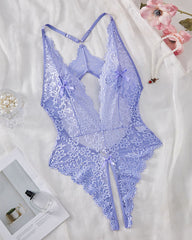 Élise™ | Teddy de Mariée en Dentelle Halter Ouvert