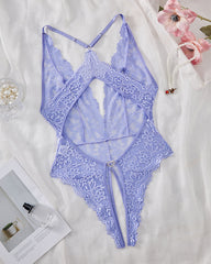 Élise™ | Teddy de Mariée en Dentelle Halter Ouvert