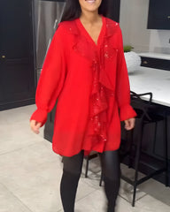 Sylvaine™ | Elegant Bluse med Volanter