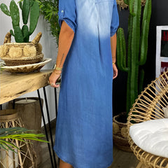 Ilsé™ | Sommerkjole i denim med V-udskæring