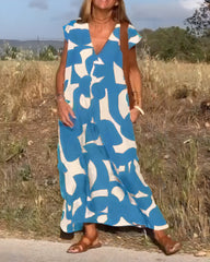 Jacqueline™ | Kjole med Print og V-udskæring
