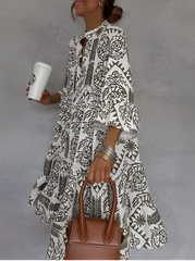 Idalina™ | Trendy Mønstret Kjole