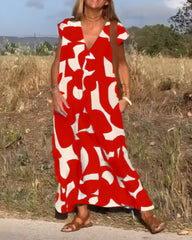 Jacqueline™ | Kjole med Print og V-udskæring
