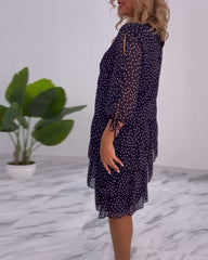 Vérène™ | Elegant og Lagdelt Prikket Kjole