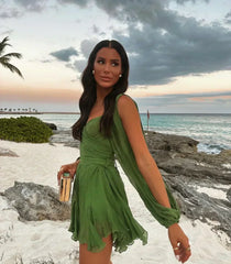 Brigitte™ | Flydende kjole med voile-ærmer