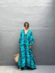 Nayla™ | Kaftan kjole i bomuld med V-hals