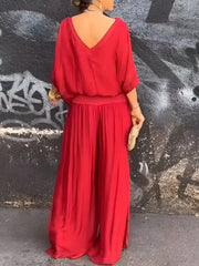 Louise™ | Elegant sæt med V-hals top og bukser