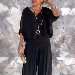 Louise™ | Elegant sæt med V-hals top og bukser