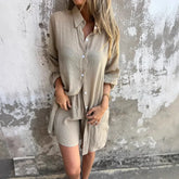 Sora™ | Sæt Bluse og Shorts i Ensfarvet