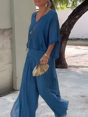 Louise™ | Elegant sæt med V-hals top og bukser