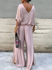 Louise™ | Elegant sæt med V-hals top og bukser