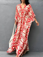 Nayla™ | Kaftan kjole i bomuld med V-hals