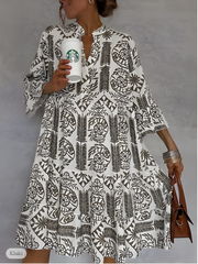 Idalina™ | Trendy Mønstret Kjole