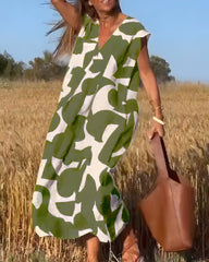 Jacqueline™ | Kjole med Print og V-udskæring