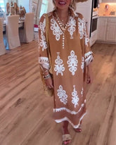 Anna™ | Løs retro afslappet kjole med print