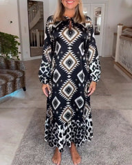 Frederika™ | Langærmet kjole med Geometrisk print