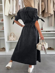 Jytte™ | Glitrende denim bomulds kjole