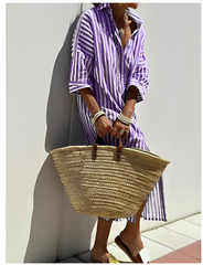 Héloïse™ | Elegant Stribet Skjortekjole