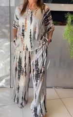 Fiera™ | Afslappet sæt i satin med rund hals