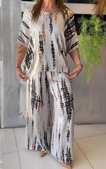 Fiera™ | Afslappet sæt i satin med rund hals