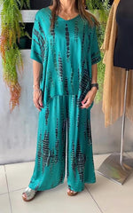 Fiera™ | Afslappet sæt i satin med rund hals