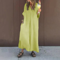 Luna™ | Kjole i Blanding af Bomuld med V-udskæring