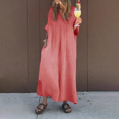 Luna™ | Kjole i Blanding af Bomuld med V-udskæring