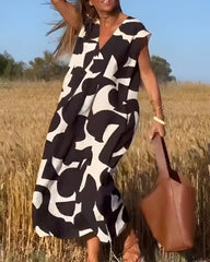 Jacqueline™ | Kjole med Print og V-udskæring