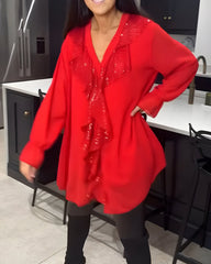 Sylvaine™ | Elegant Bluse med Volanter