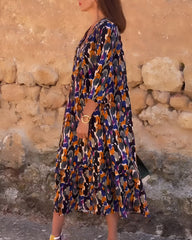 Nathalie™ | Retro Print Kjole med V-hals