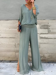 Louise™ | Elegant sæt med V-hals top og bukser