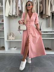 Jytte™ | Glitrende denim bomulds kjole