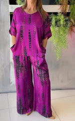 Fiera™ | Afslappet sæt i satin med rund hals