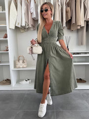 Jytte™ | Glitrende denim bomulds kjole