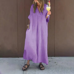 Luna™ | Kjole i Blanding af Bomuld med V-udskæring